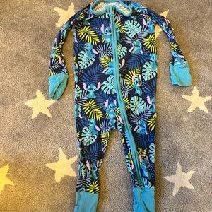 Little Sleepies Blue Tropical Print Footie